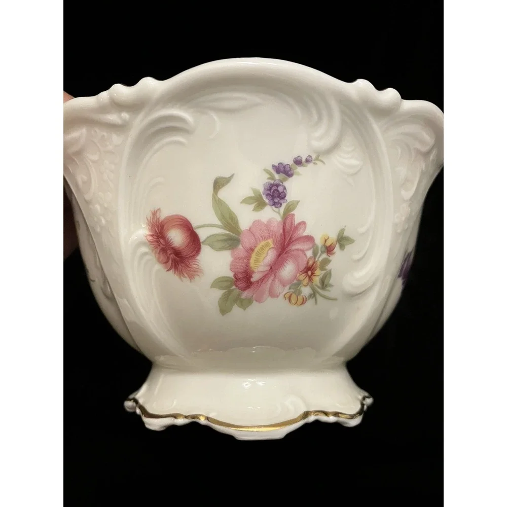 VTG Krautheim Bavarian Porcelain China Floral Sugar Bowl US Zone Germany 1940s